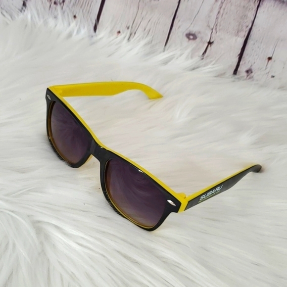 Subaru Motorsports Moto Auto Classic Square Frame Black Yellow Sunglasses Mens - Picture 11 of 11